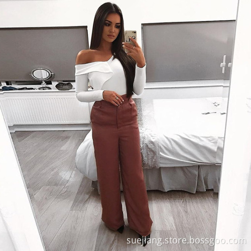 one shoulder bodycon ruffle romper playsuit bodysuits